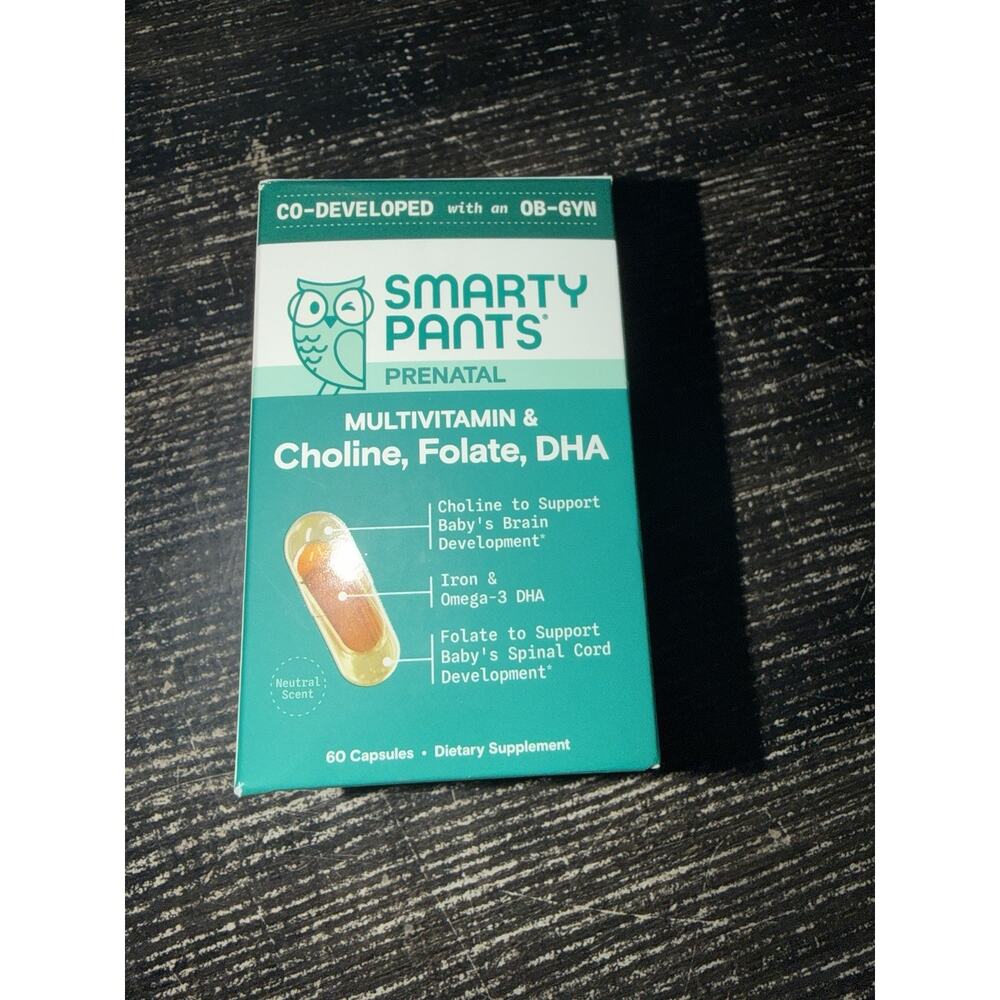 Prenatal Multivitamin Capsules 60 Count Women Choline Folate DHA Iron Developed